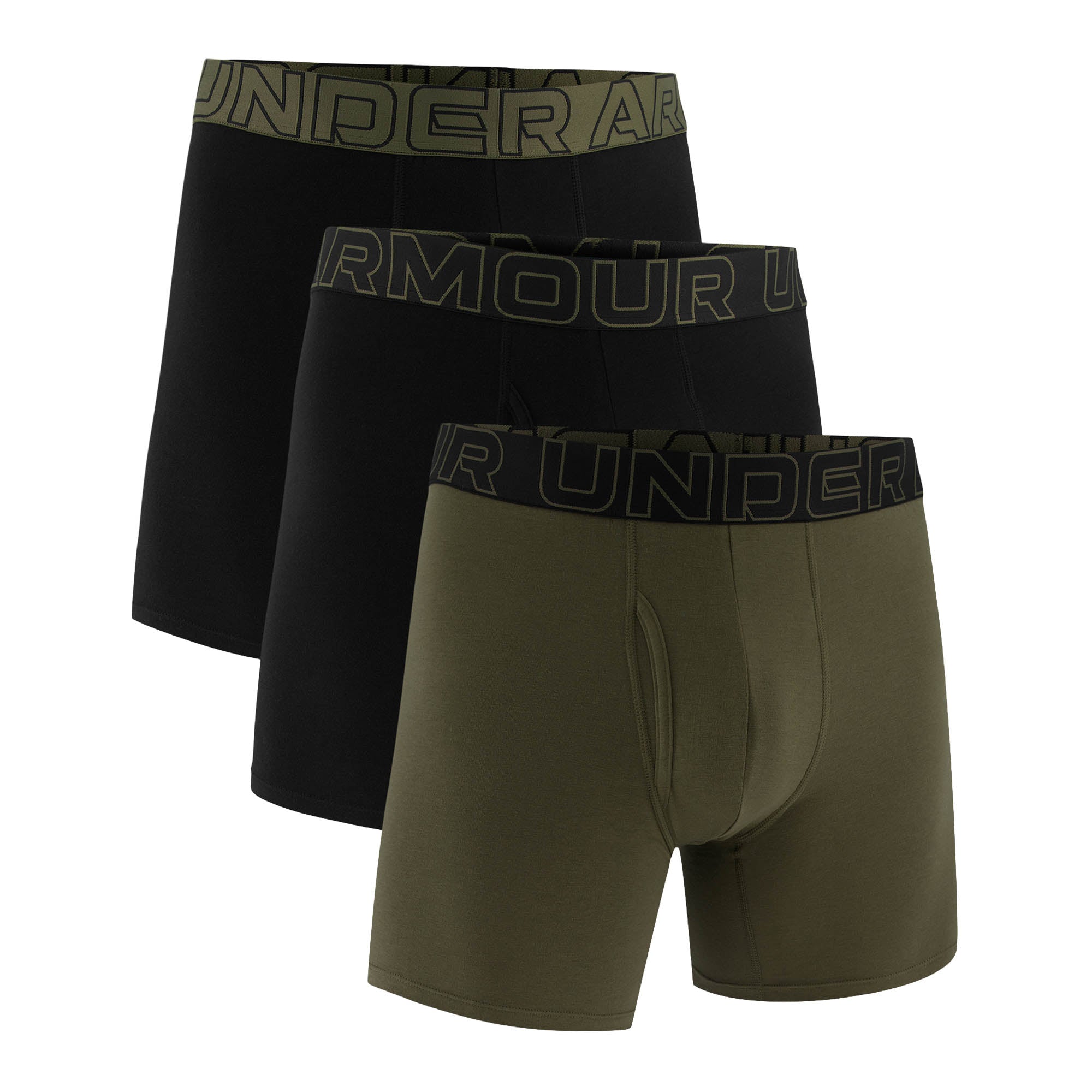 UNDER ARMOUR Men's Boxer Shorts, 3-Pack – Performance Cotton Boxer Briefs – Solid 6 in, Stretch, Cotton Blend