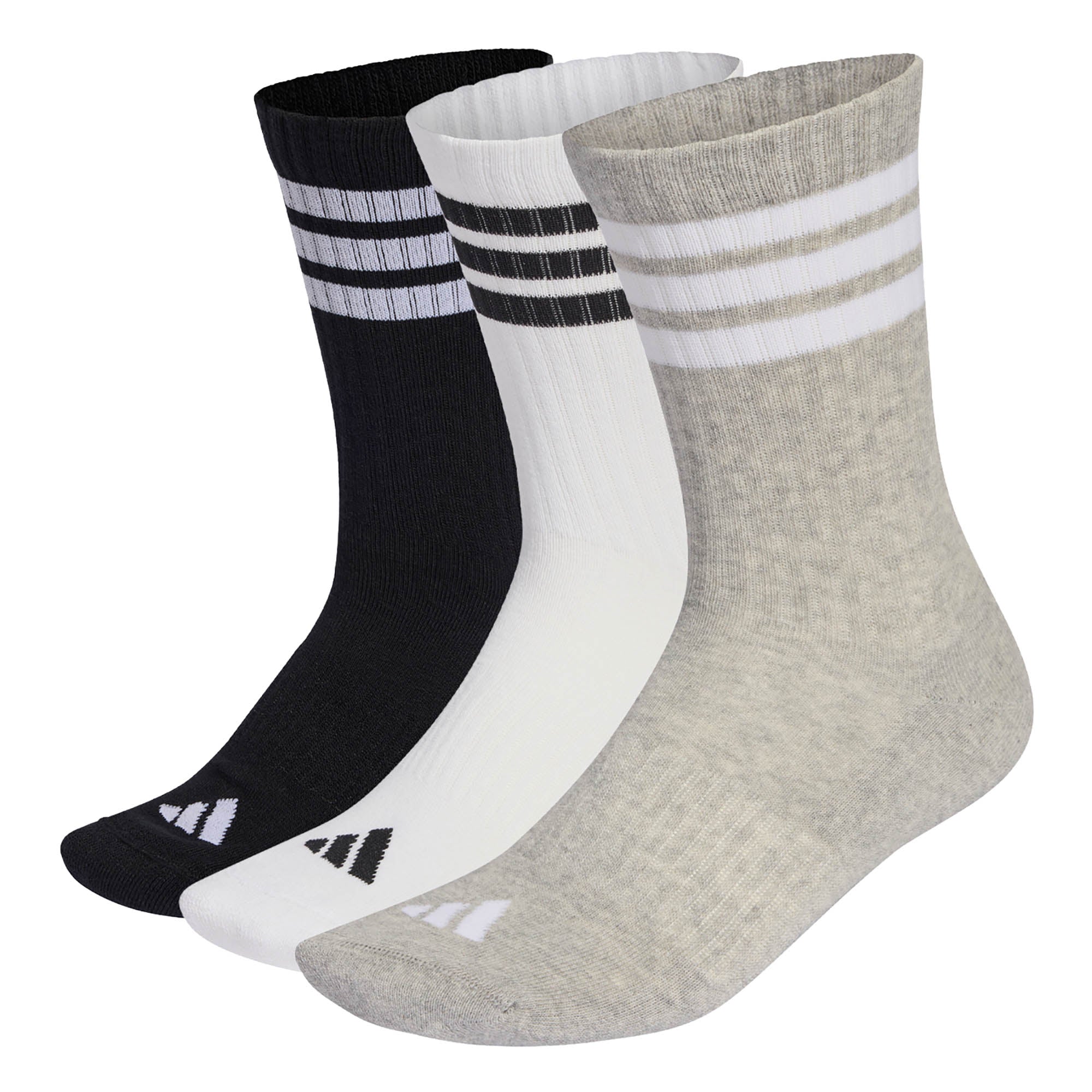 adidas Unisex Socks, 3-pack - 3-Stripes Cushioned Sportswear Crew Socks, Logo, Stripe, Cushioned