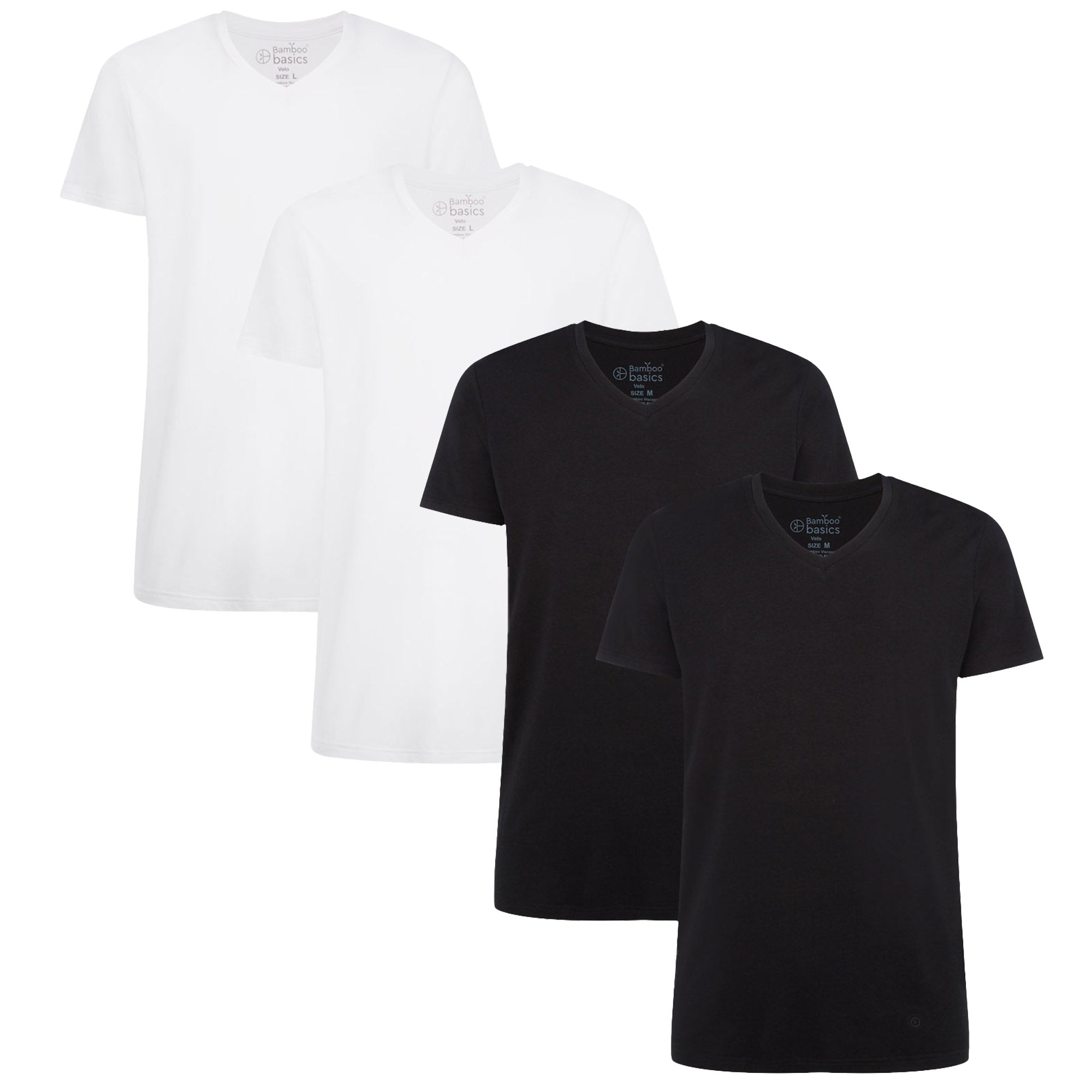 Bamboo basics Herren T-Shirt VELO, 4er Pack - Unterhemd, V-Neck, Single Jersey