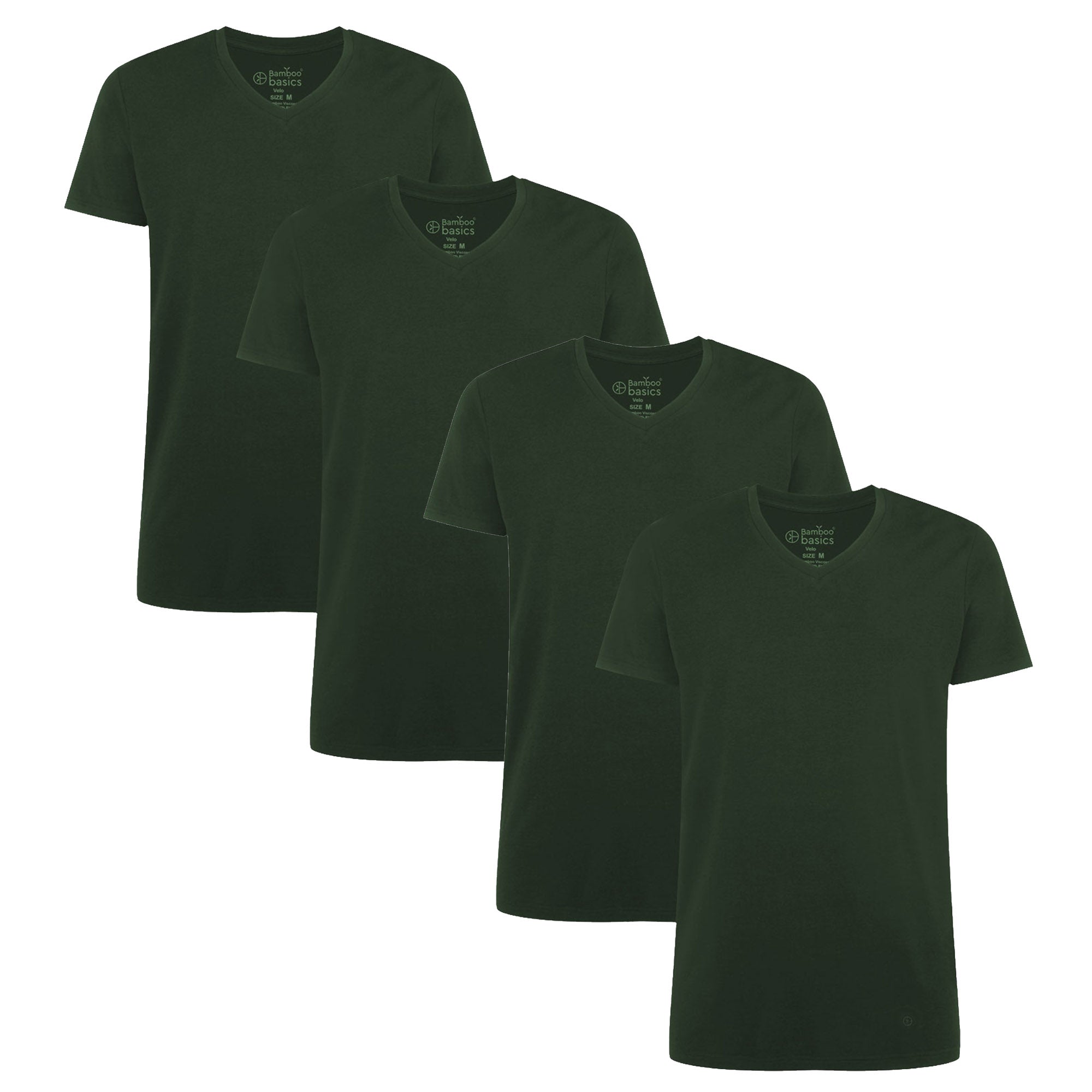 Bamboo basics Herren T-Shirt VELO, 4er Pack - Unterhemd, V-Neck, Single Jersey