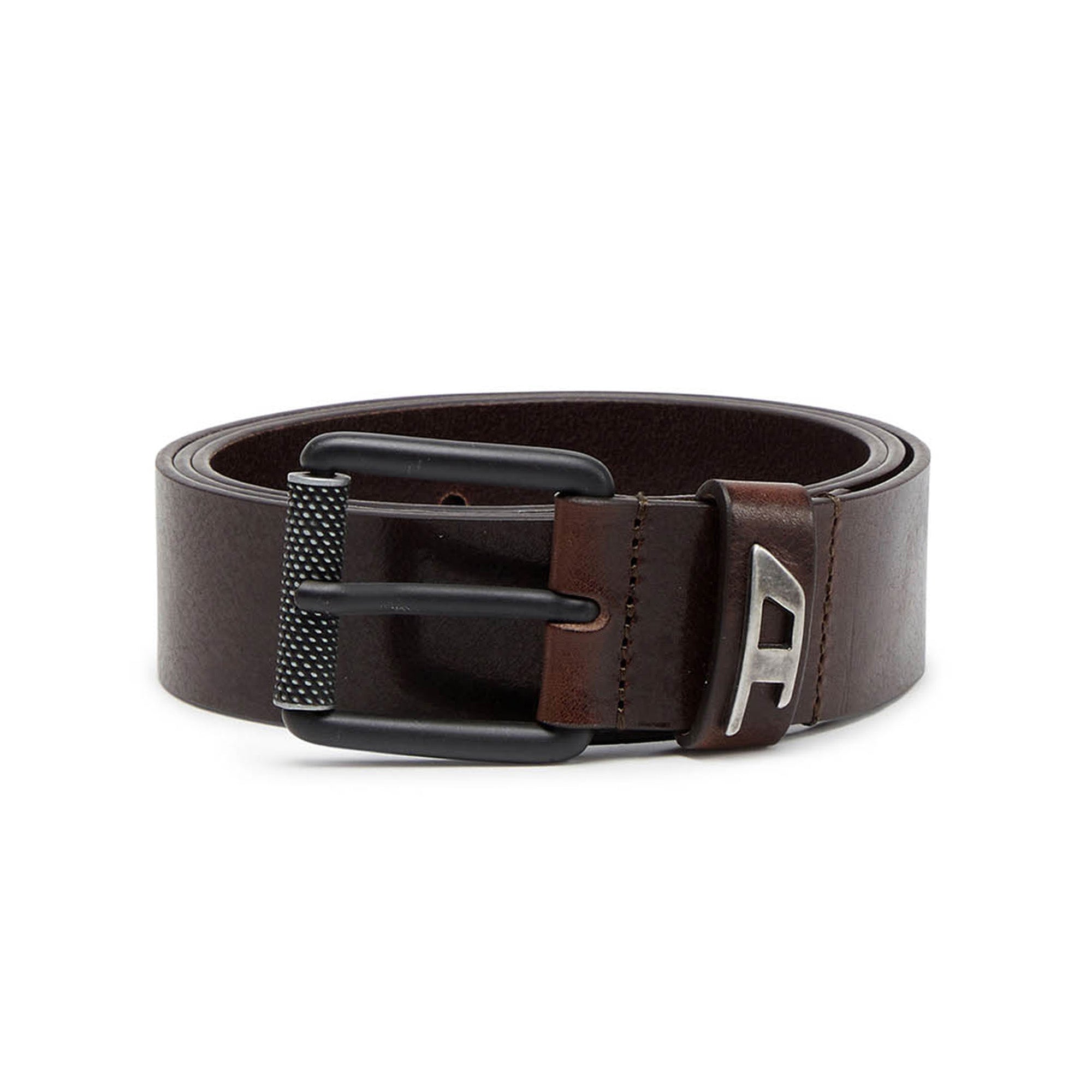 DIESEL Men's Belt - B-DAVE II, Leather, Metal Buckle, Logo Embossing