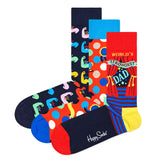 Happy Socks Men's Socks, 3 Pack - Father's Day, Gift Box, Mixed Colours