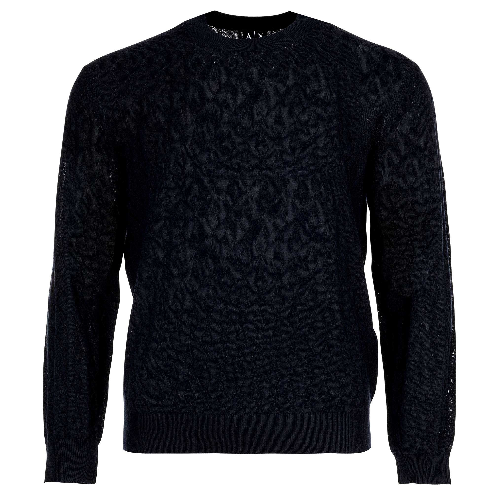 A|X ARMANI EXCHANGE Men’s Knit Sweater - Crew Neck, Allover Wave Pattern, Wool Blend, Regular Fit