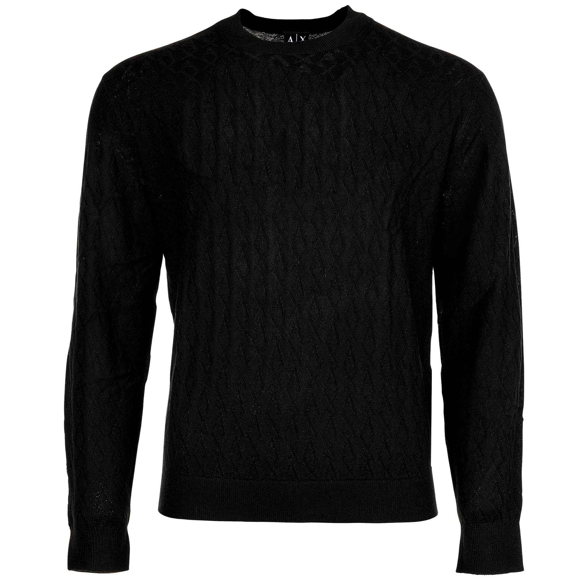 A|X ARMANI EXCHANGE Men’s Knit Sweater - Crew Neck, Allover Wave Pattern, Wool Blend, Regular Fit