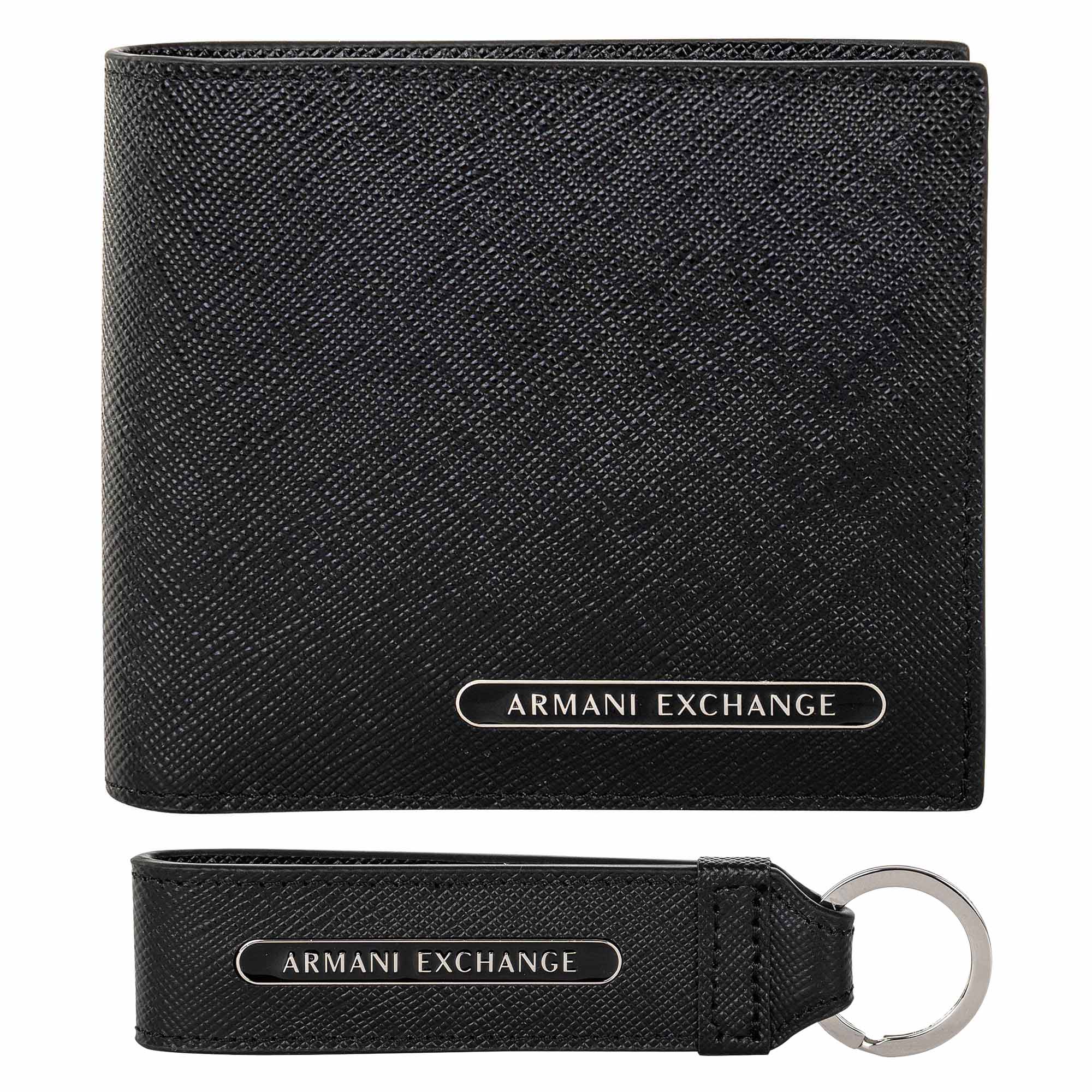 A|X ARMANI EXCHANGE Herren Geldbörse und Schlüsselanhänger - Barcelona Gift Set, Echtleder, 15,8x19x3cm (HxBxT)