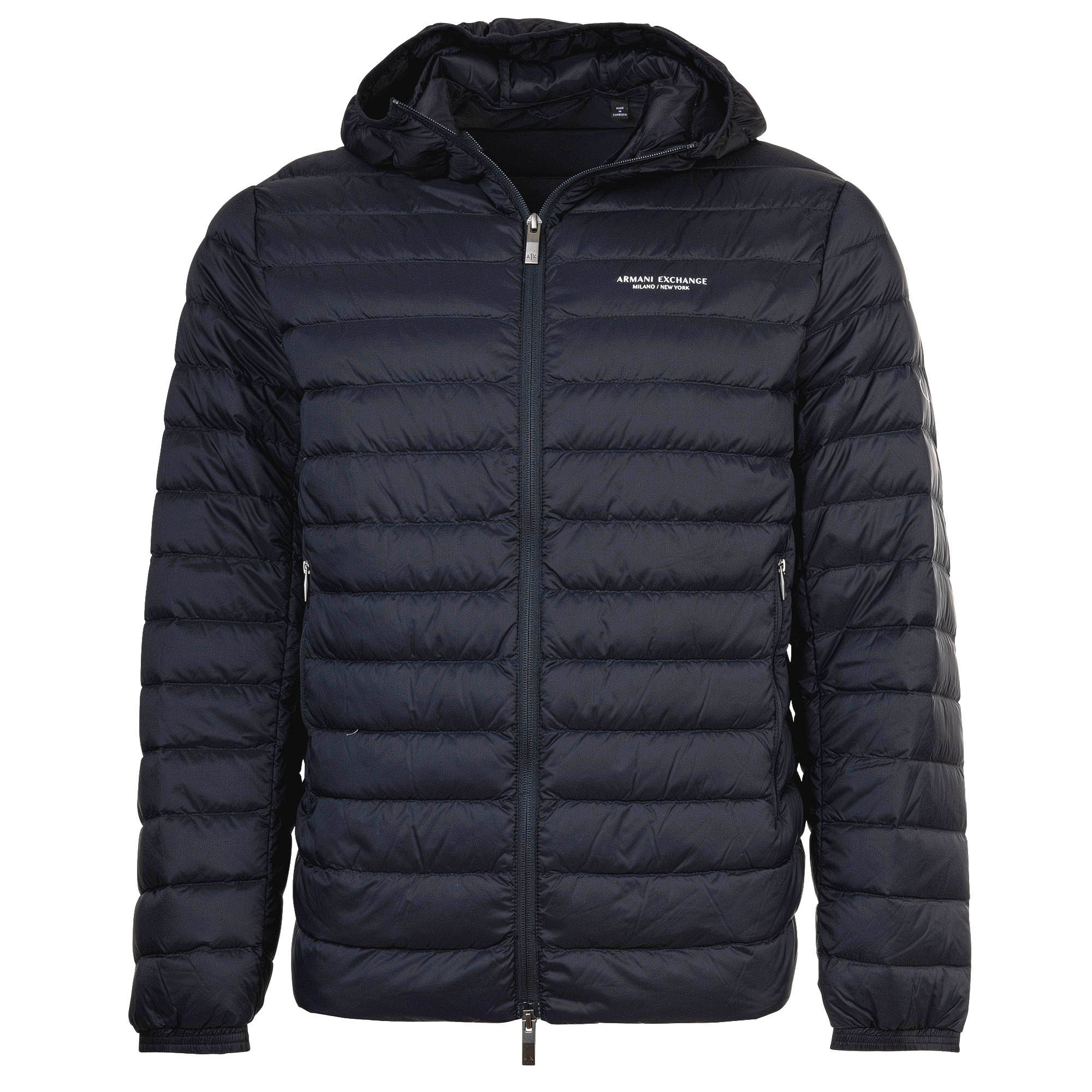 A|X ARMANI EXCHANGE Men's Down Jacket - Quilted jacket with hood, zipper, real down, warm lining