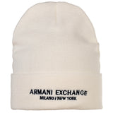 A|X ARMANI EXCHANGE Men's Hat - Cappello Beanie, Ribbed Knit, Logo, One Size