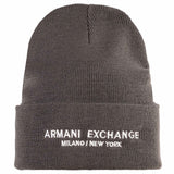 A|X ARMANI EXCHANGE Men's Hat - Cappello Beanie, Ribbed Knit, Logo, One Size