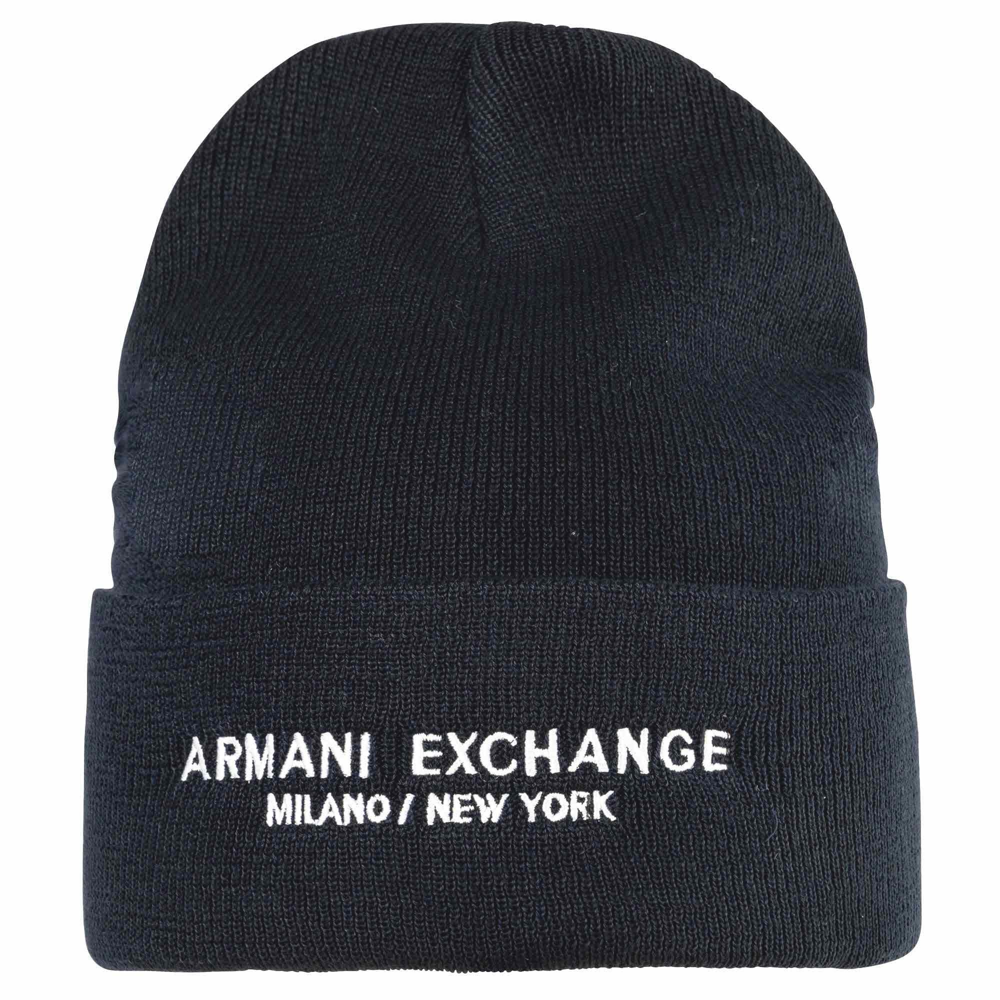 A|X ARMANI EXCHANGE Men's Hat - Cappello Beanie, Ribbed Knit, Logo, One Size