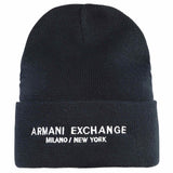 A|X ARMANI EXCHANGE Men's Hat - Cappello Beanie, Ribbed Knit, Logo, One Size