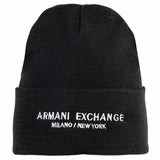 A|X ARMANI EXCHANGE Men's Hat - Cappello Beanie, Ribbed Knit, Logo, One Size