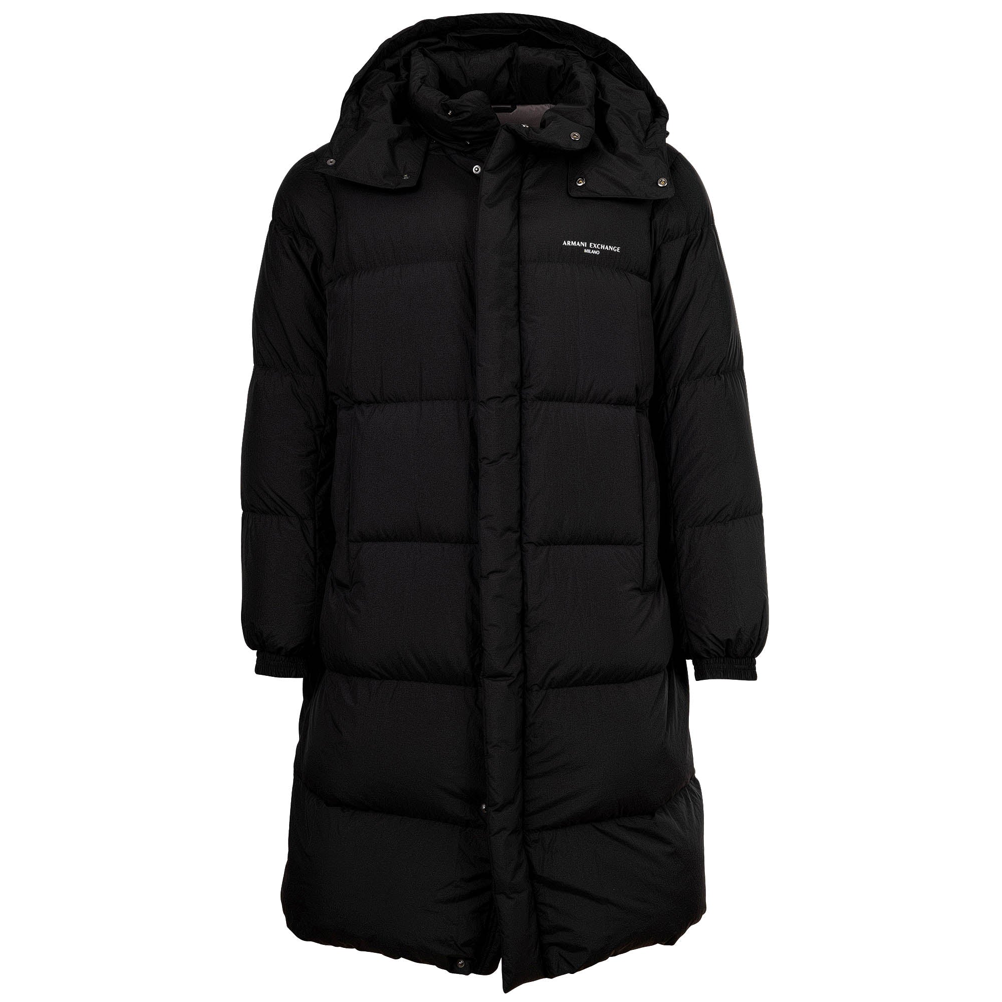 A|X ARMANI EXCHANGE Men’s Down Coat - Quilted Coat, Zipper, Hood, Logo Print