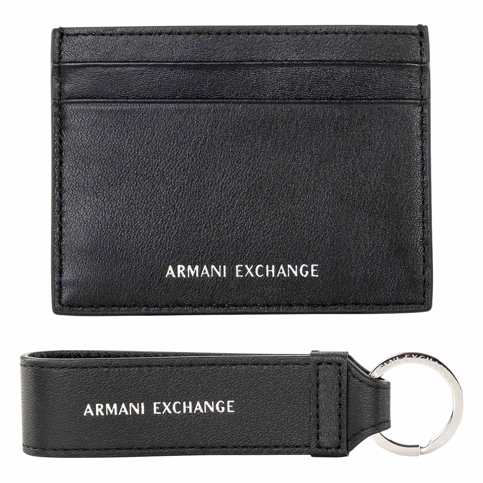 A|X ARMANI EXCHANGE Men’s Card Holder and Keyring - Gift Set, Genuine Leather, 17.8x19x2.3cm (HxWxD)