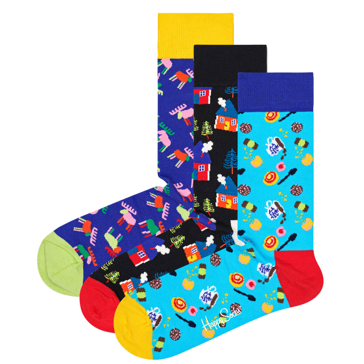 Happy Socks 3er Pack Unisex Socken - Geschenkbox, gemischte Farben