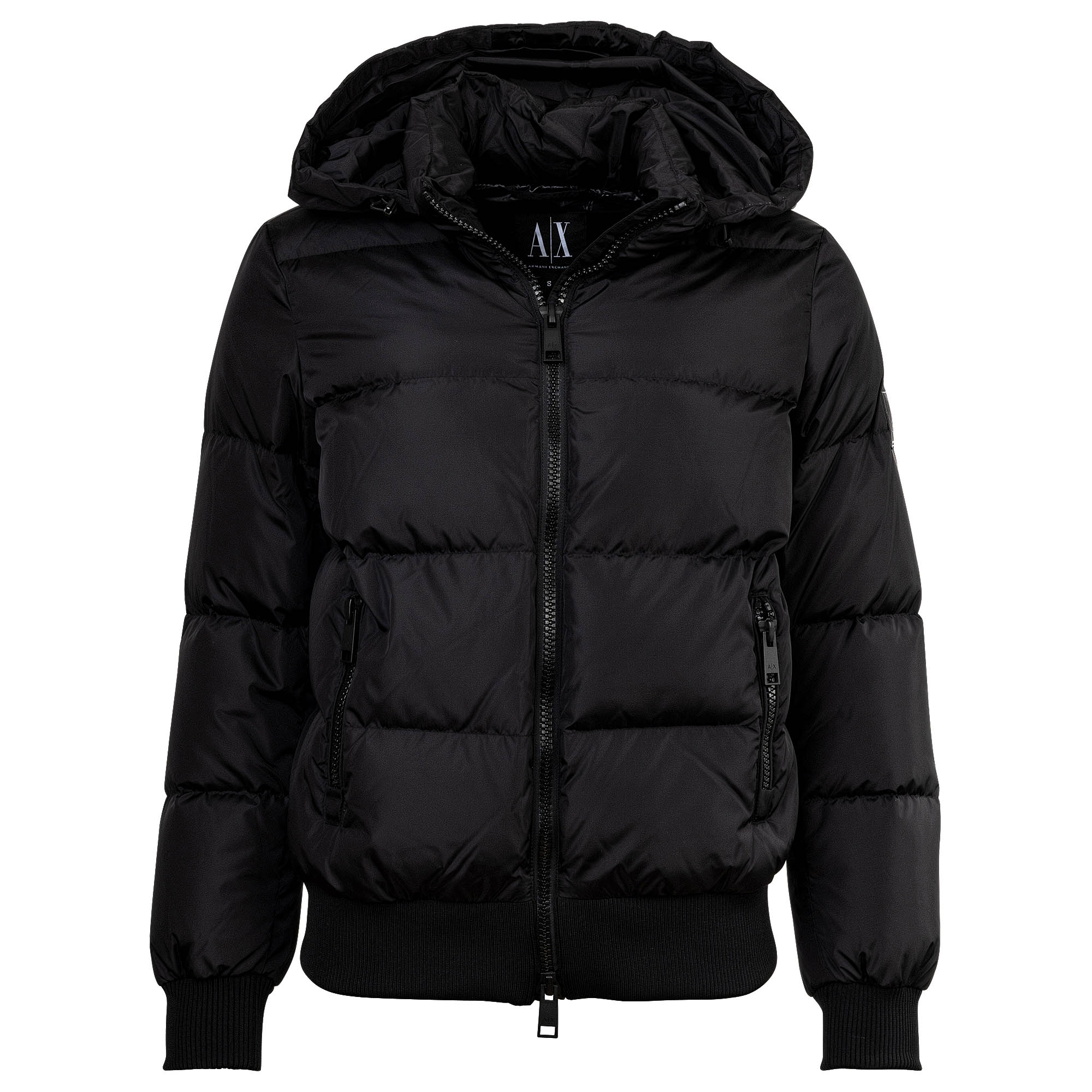 A|X ARMANI EXCHANGE Women's Down Jacket - Quilted Jacket with Hood, Zipper, Real Down, Warm Lining