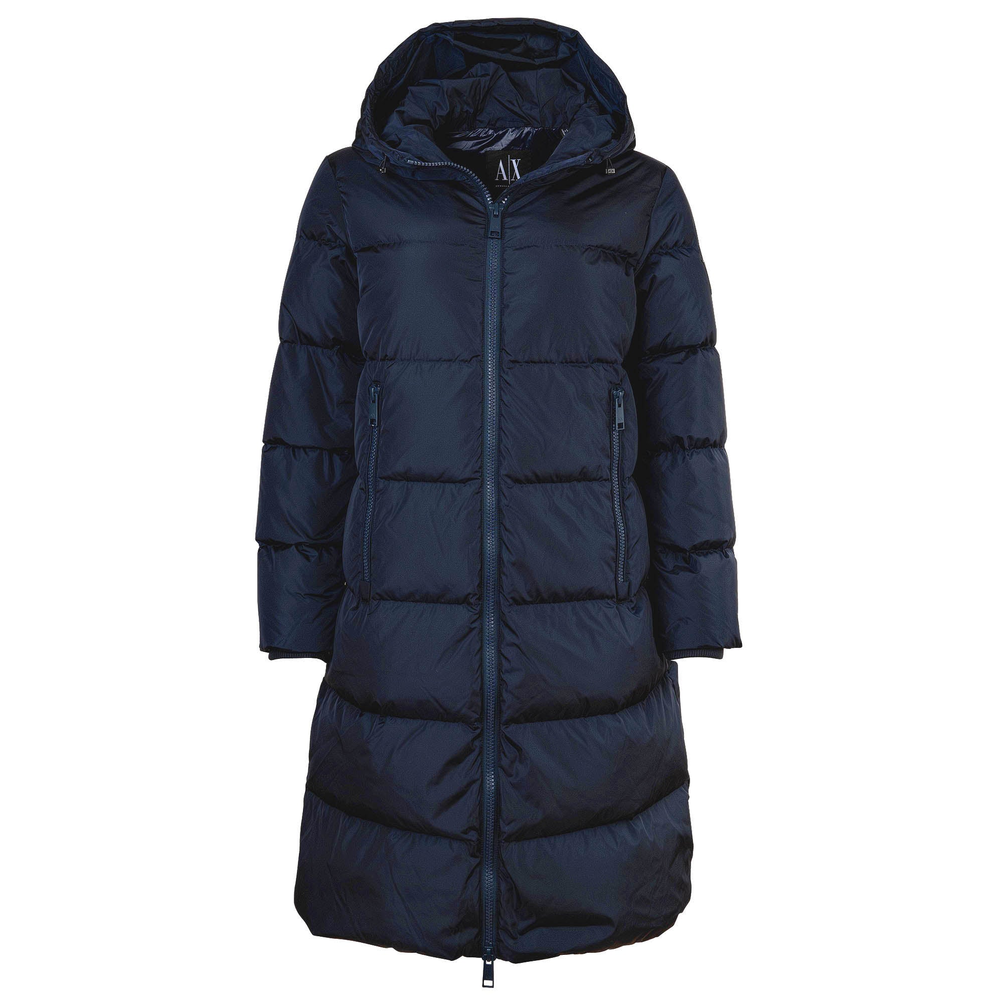 A|X ARMANI EXCHANGE Damen Daunenmantel - Steppmantel, Reißverschluss, Kapuze, Echte Daunen