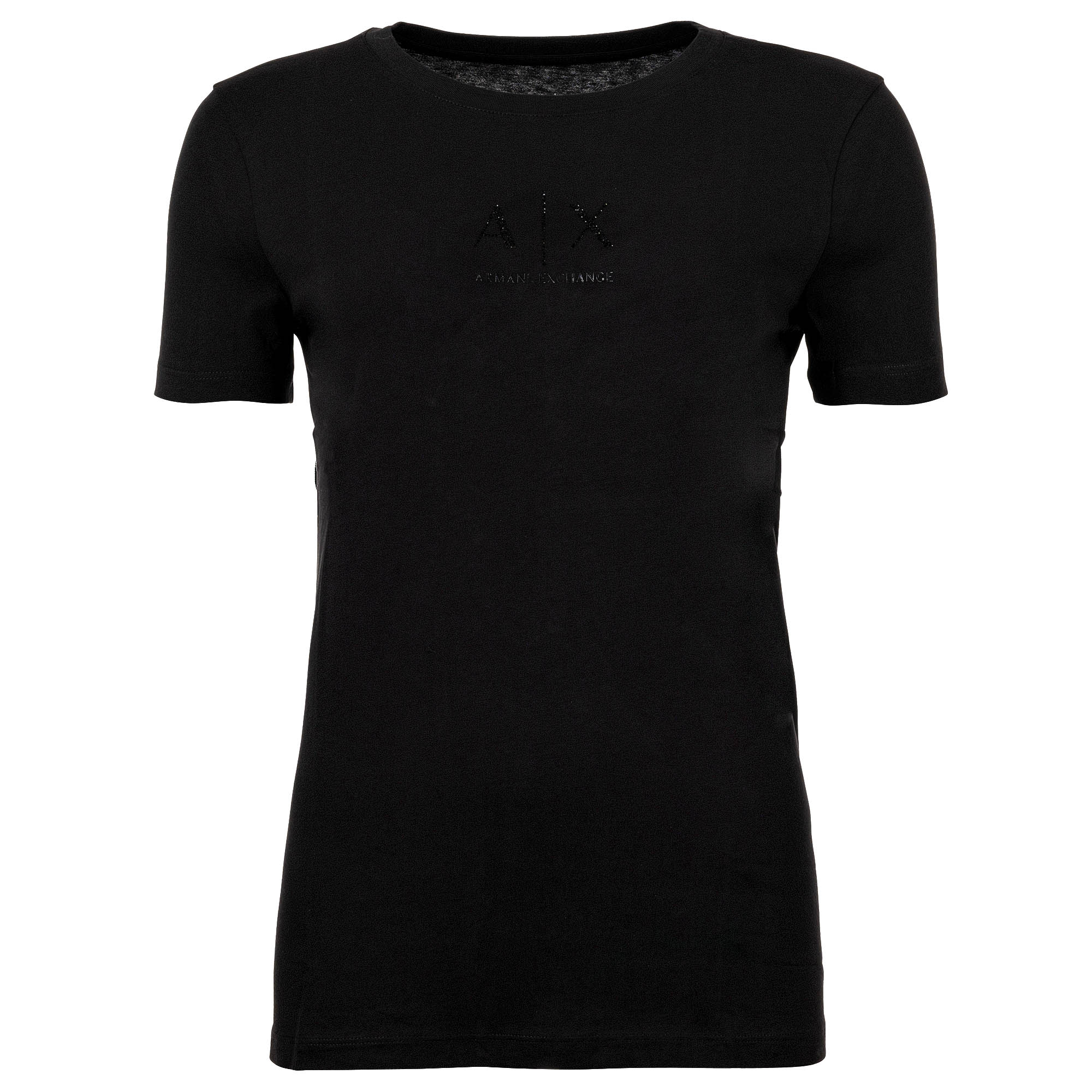 A|X ARMANI EXCHANGE Damen T-Shirt - Rundhals, Kurzarm, Glitzer-Logo, Baumwolle