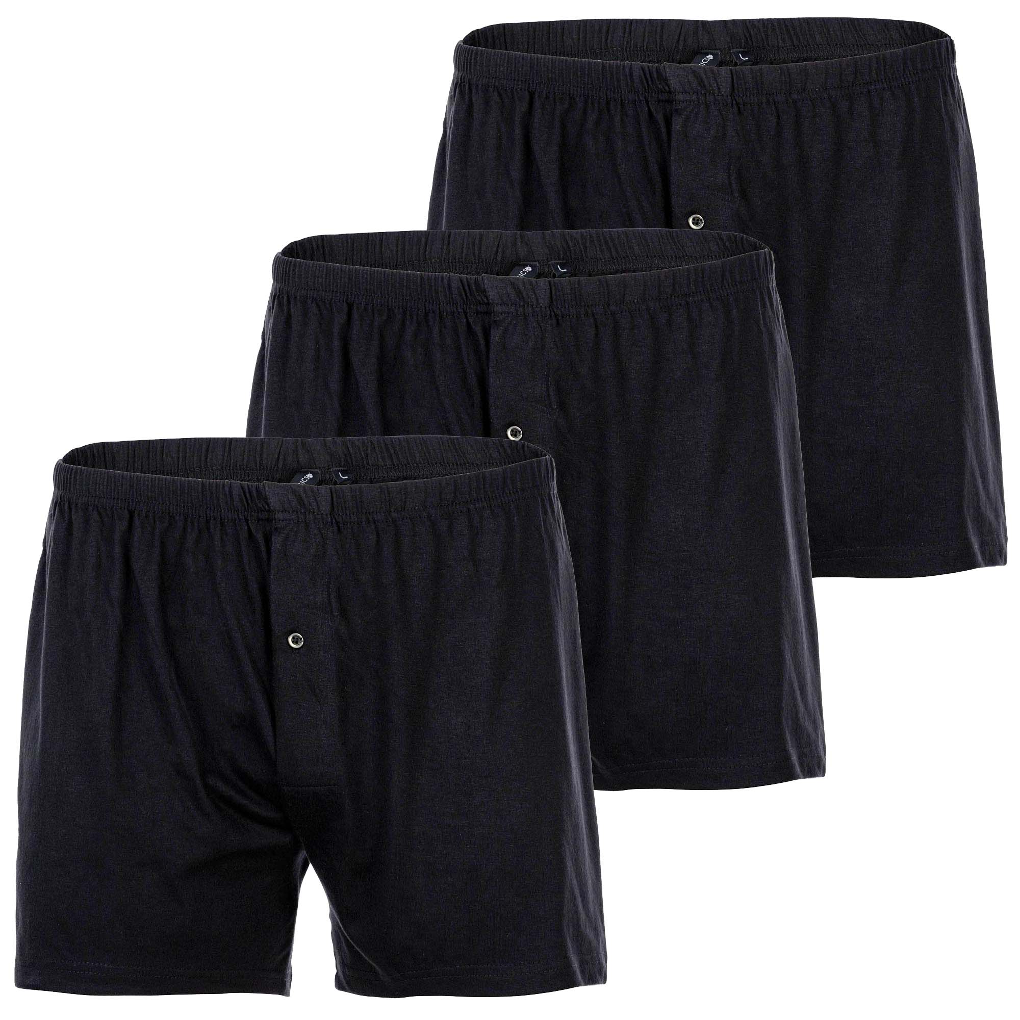 YOURBASICS Herren Jersey-Boxershorts, 3er Pack - Cotton, Eingriff mit Knopf, Muster, Multipack