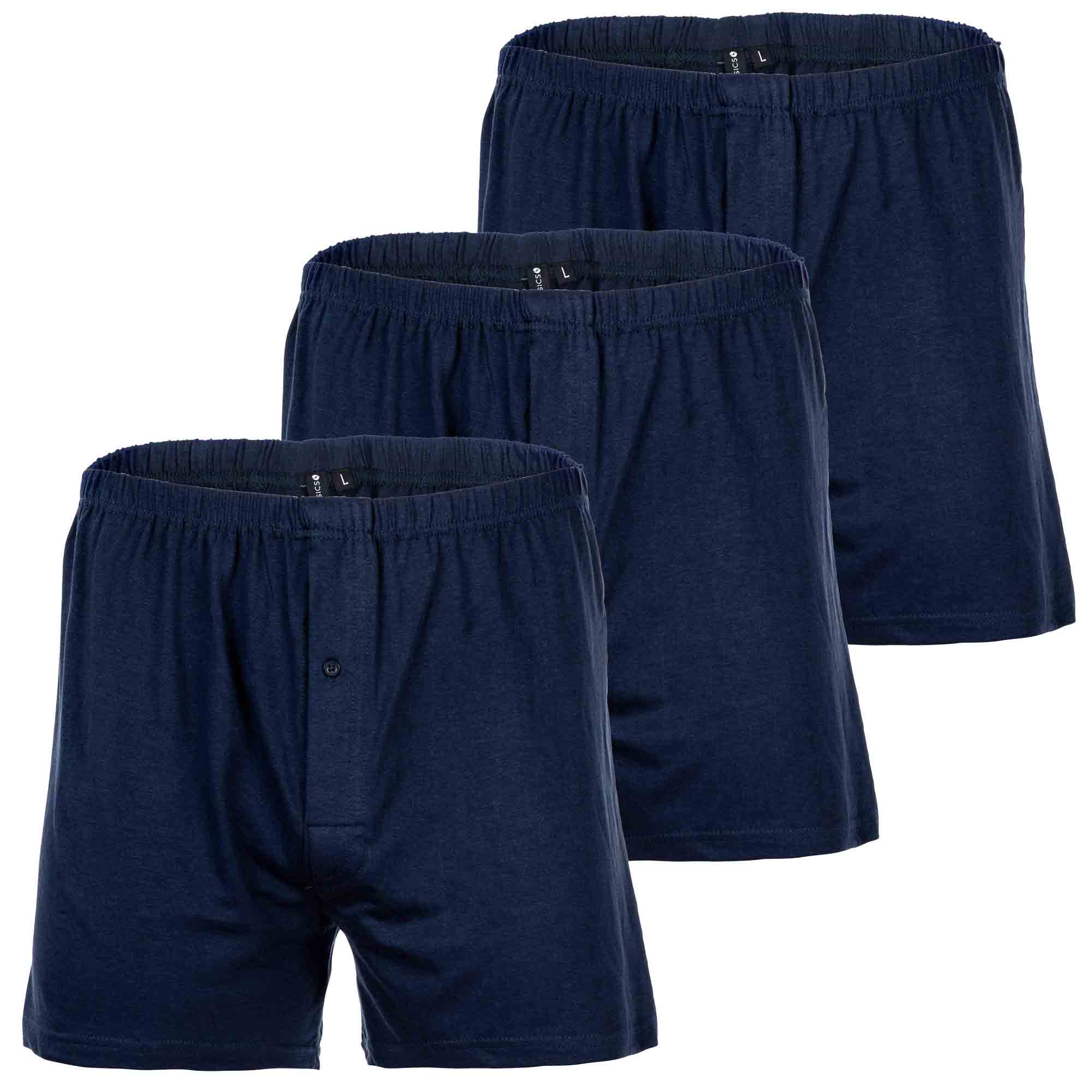 YOURBASICS Herren Jersey-Boxershorts, 3er Pack - Cotton, Eingriff mit Knopf, Muster, Multipack