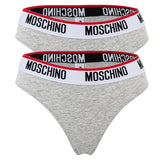 MOSCHINO ladies' Brazilian briefs 2-pack - pants, cotton blend, logo waistband, plain colour