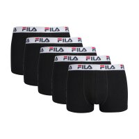 FILA Mens Boxer Shorts, 5-pack - Logo waistband, urban, cotton stretch, plain Black S (Small)