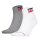 Levis Unisex 2-Pack Sports Socks - Mid Cut SPRTWR, Logo, Unicolor White/Grey 39-42