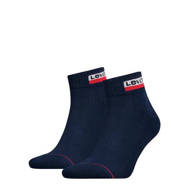 Levis Unisex 2-Pack Sports Socks - Mid Cut SPRTWR, Logo, Unicolor Blue 43-46