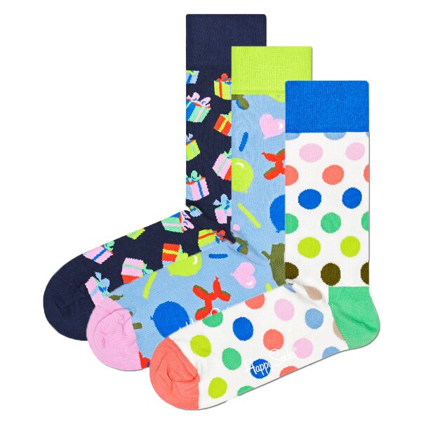 Happy Socks 3 Pack Unisex Socks - Birthday, Gift Box, mixed Colours