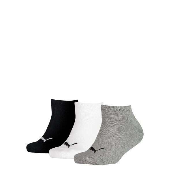 PUMA Kinder Sneaker Socken - Kidss Invisible, Vorteilspack Grau/Weiß/Schwarz 23-26 3er Pack (1x3P)