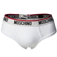 MOSCHINO Mens Briefs 2-Pack - Slips, Underpants, Cotton Stretch, uni White XS (X-Small)
