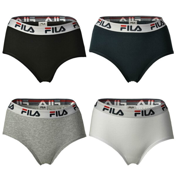 FILA Damen Hipster Slips, Vorteilspack - Pants, Logo-Bund, Cotton Stretch, einfarbig, XS-XL