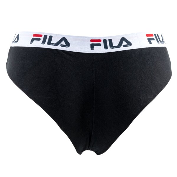 FILA Ladies Brazilian Briefs - Panty, Logo waistband, Cotton Stretch, plain, XS-XL Black XS (X-Small)