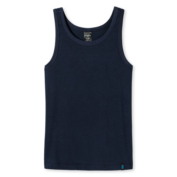 SCHIESSER Jungen Tank Top - Shirt, Unterhemd ohne Arm, ärmellos, Cotton Stretch Blau 140