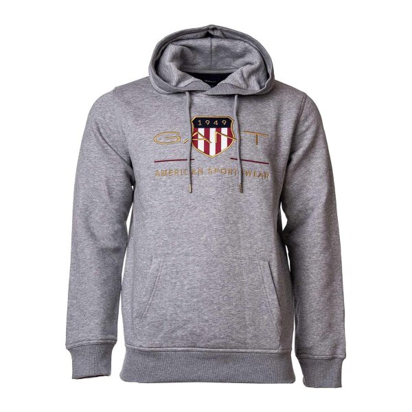 GANT Mens Hoodie - Archive Shield, Hooded Sweater, Logo Grey XS (X-Small)