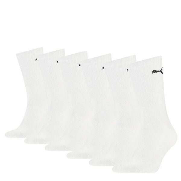 PUMA Unisex Sport Socks, 6 Pairs - Crew Socks, Tennis Socks, plain White 35-38 (UK 2.5-5)