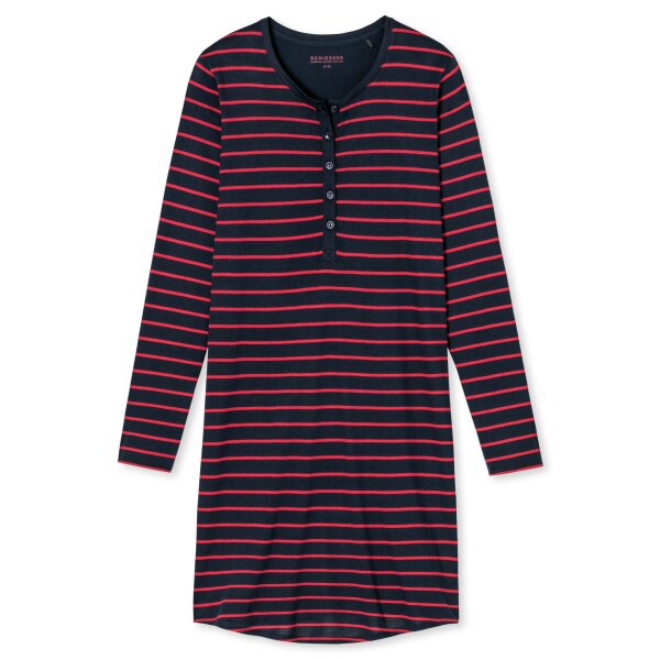 SCHIESSER Ladies Nightgown, 95 cm - Sleepshirt, 1/1 sleeve, button tape, stripes