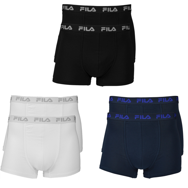 FILA Mens Boxer Shorts 2-pack - Logo waistband, urban, cotton stretch, plain