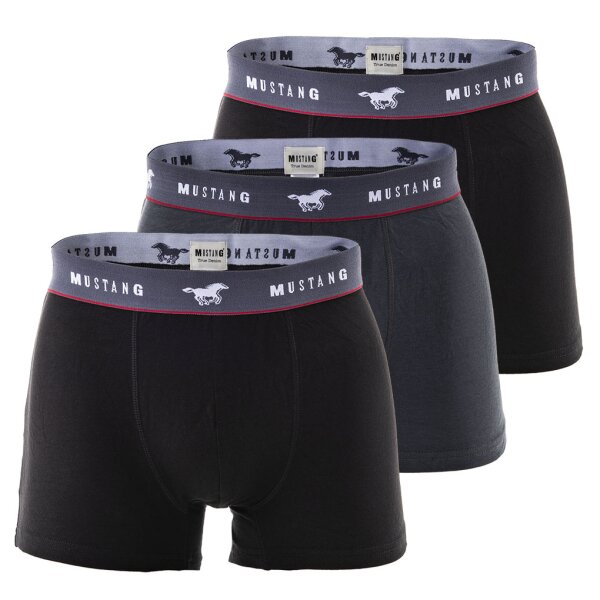 MUSTANG Herren Retroshorts, Vorteilspack - Boxershorts, Pants, True Denim Schwarz/Grau S 3er Pack (1x3P)