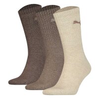 PUMA Unisex Sports Socks, 3 Pairs - Tennis Socks, Crew Socks, plain Brown Mix 39-42