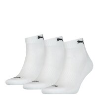 PUMA Unisex Quarter-Socken, 3er Pack - Cushioned, Frottee-Sohle, Logo, einfarbig