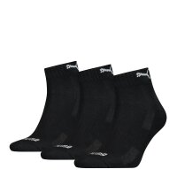 PUMA Unisex Quarter-Socken, 3er Pack - Cushioned, Frottee-Sohle, Logo, einfarbig