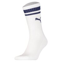 PUMA Unisex Sport-Socken, 2er Pack - Crew Heritage, Tennis, Frottee-Sohle, Streifen Weiß/Blau 39-42