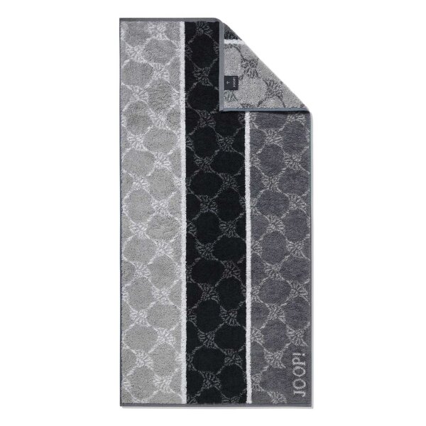 JOOP! Handtuch Cornflower Stripes Frottierkollektion - Walkfrottier Schwarz 50x100cm