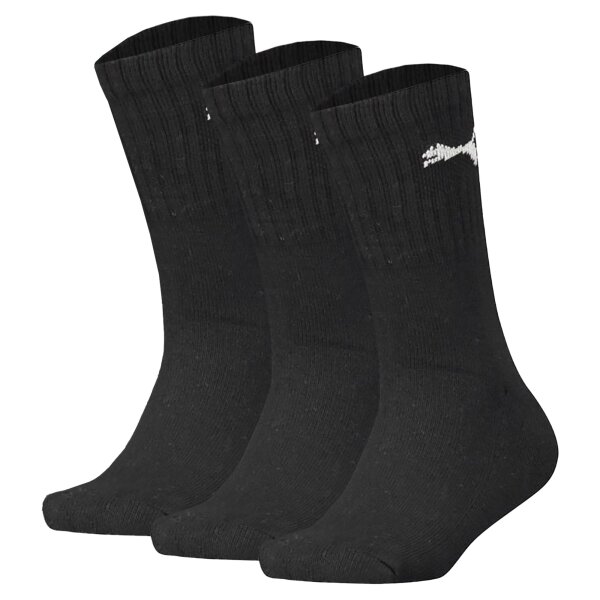 PUMA childrens socks, 3-pack - Sport Junior Crew, terry sole, ribbed cuffs, logo Black 31-34 (12-2 UK)