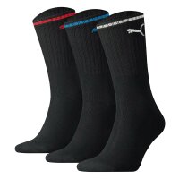 PUMA Unisex Sport-Socken, Vorteilspack - Sport Crew Stripe, Tennissocken, Streifen Schwarz 39-42 3er Pack (1x3P)