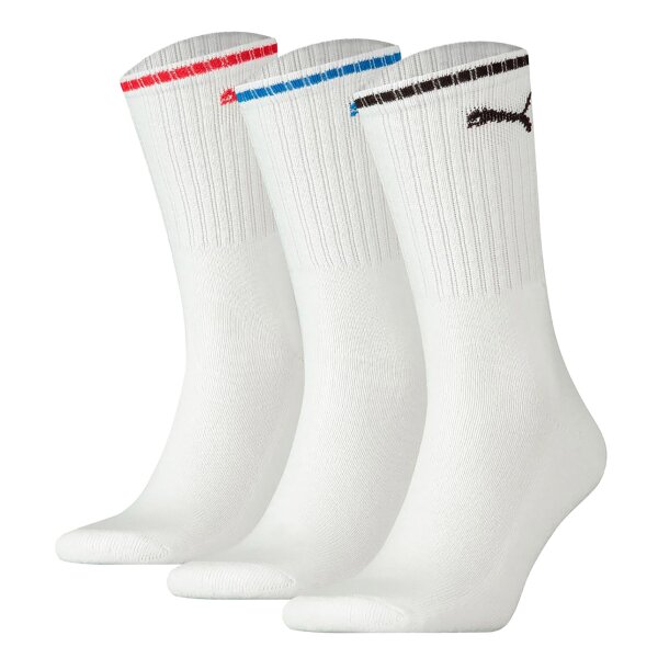 PUMA unisex sports socks, 3-pack - Sport Crew Stripe, tennis socks, stripes White 39-42 (6-8 UK) 3er Pack (1x3P)
