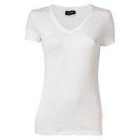 EMPORIO ARMANI Damen T-Shirt - V-Neck, Loungewear, Kurzarm, Stretch Cotton Weiss S