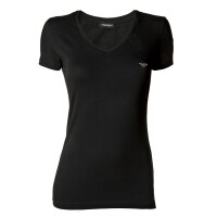 EMPORIO ARMANI Ladies T-Shirt - V-Neck, Loungewear, Short Sleeve, Stretch Cotton Black S (Small)