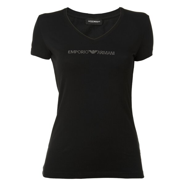 EMPORIO ARMANI Ladies T-Shirt - V-Neck, Loungewear, Short Sleeve, Stretch Cotton Black S (Small)