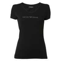 EMPORIO ARMANI Damen T-Shirt - V-Neck, Loungewear, Kurzarm, Stretch Cotton Schwarz L